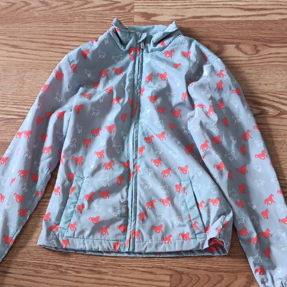 Ariat Gray Jacket with Coral Horse Design